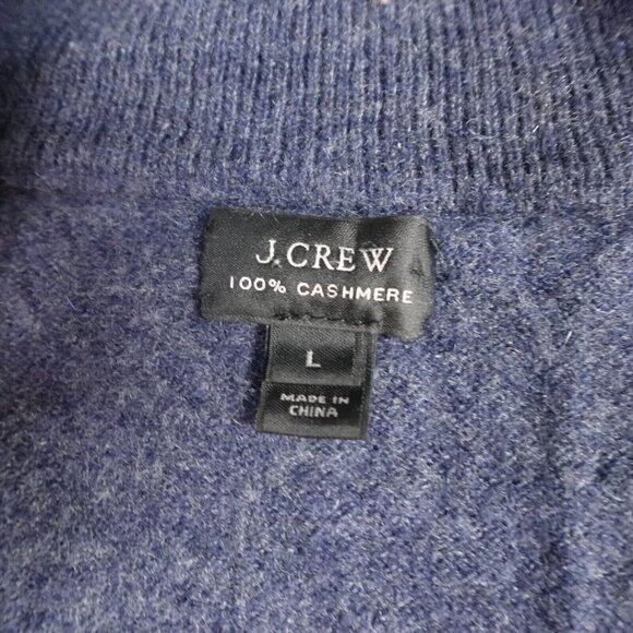 J. Crew Mens Sweater L Blue 1/4 Zip Solid 100% Cashmere - Picture 2 of 10